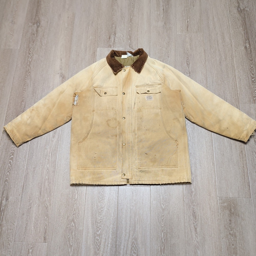 Vintage Walls Blizzard-Pruf Canvas Chore Coat Mens XL Tall Tan Distressed USA